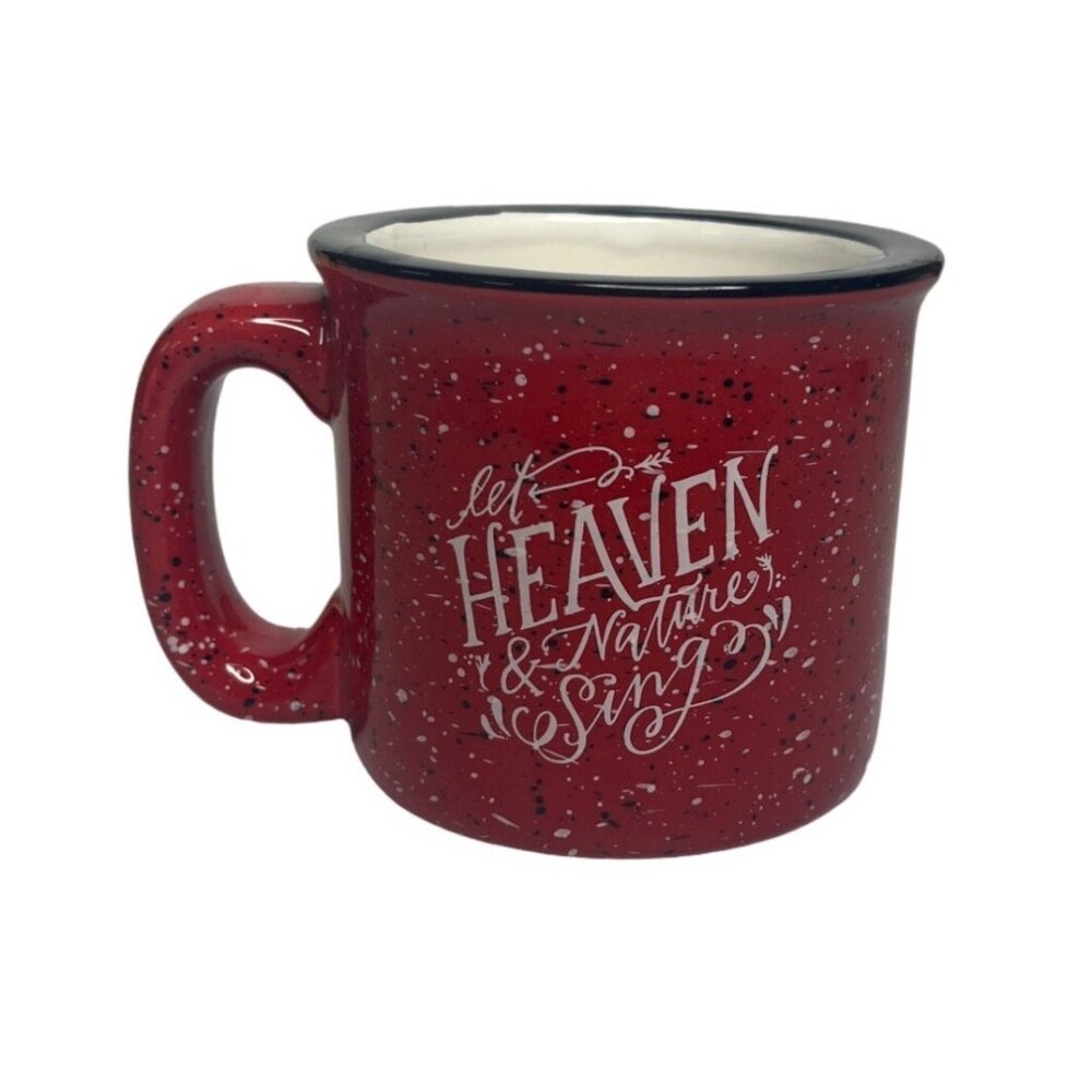 Coffee Hot Chocolate Mug Cup Red Let Heaven and Nature Sing Christmas Red‎